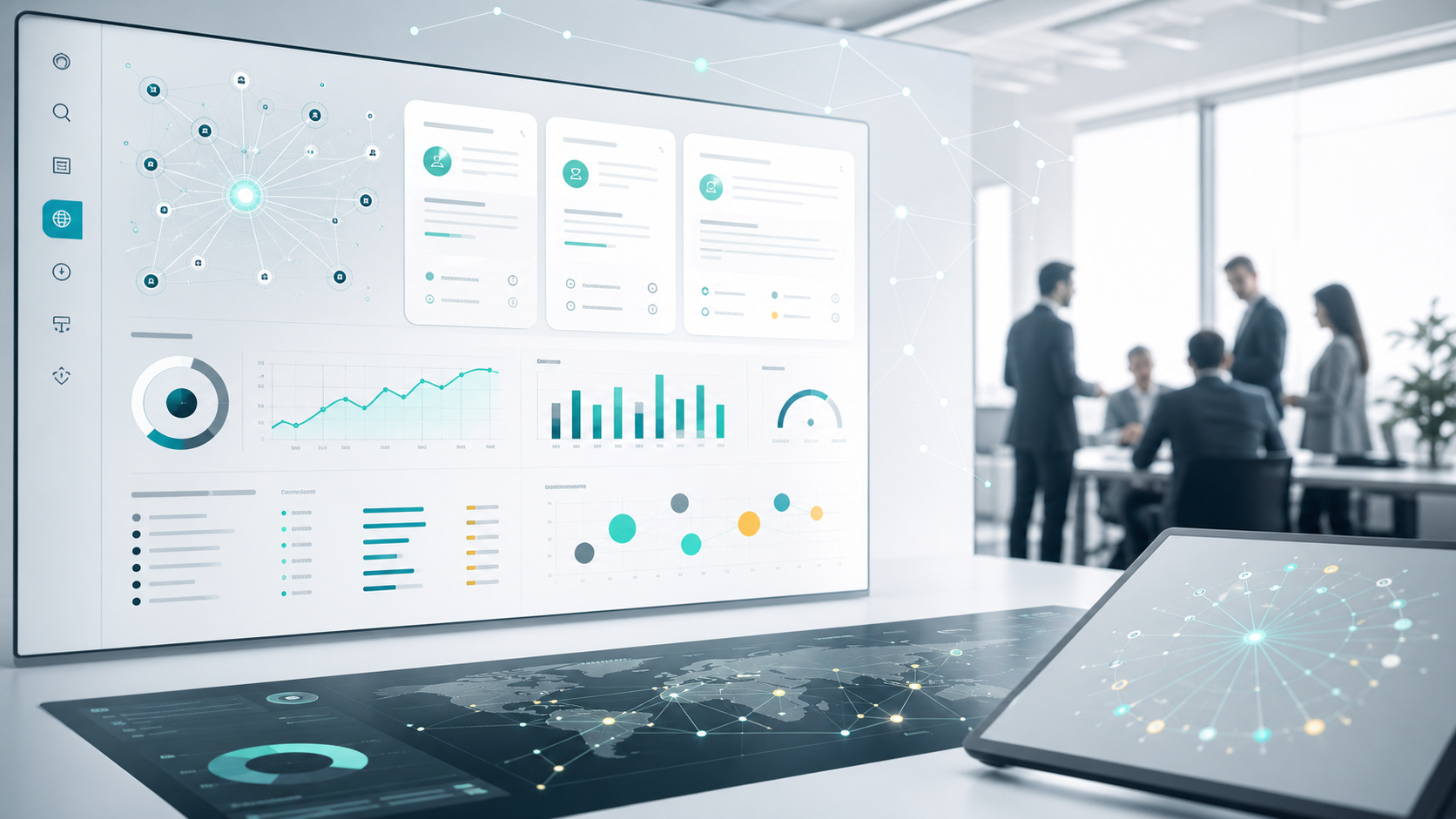 Professional AI visibility dashboard with metrics, source mapping and recommendation signals.